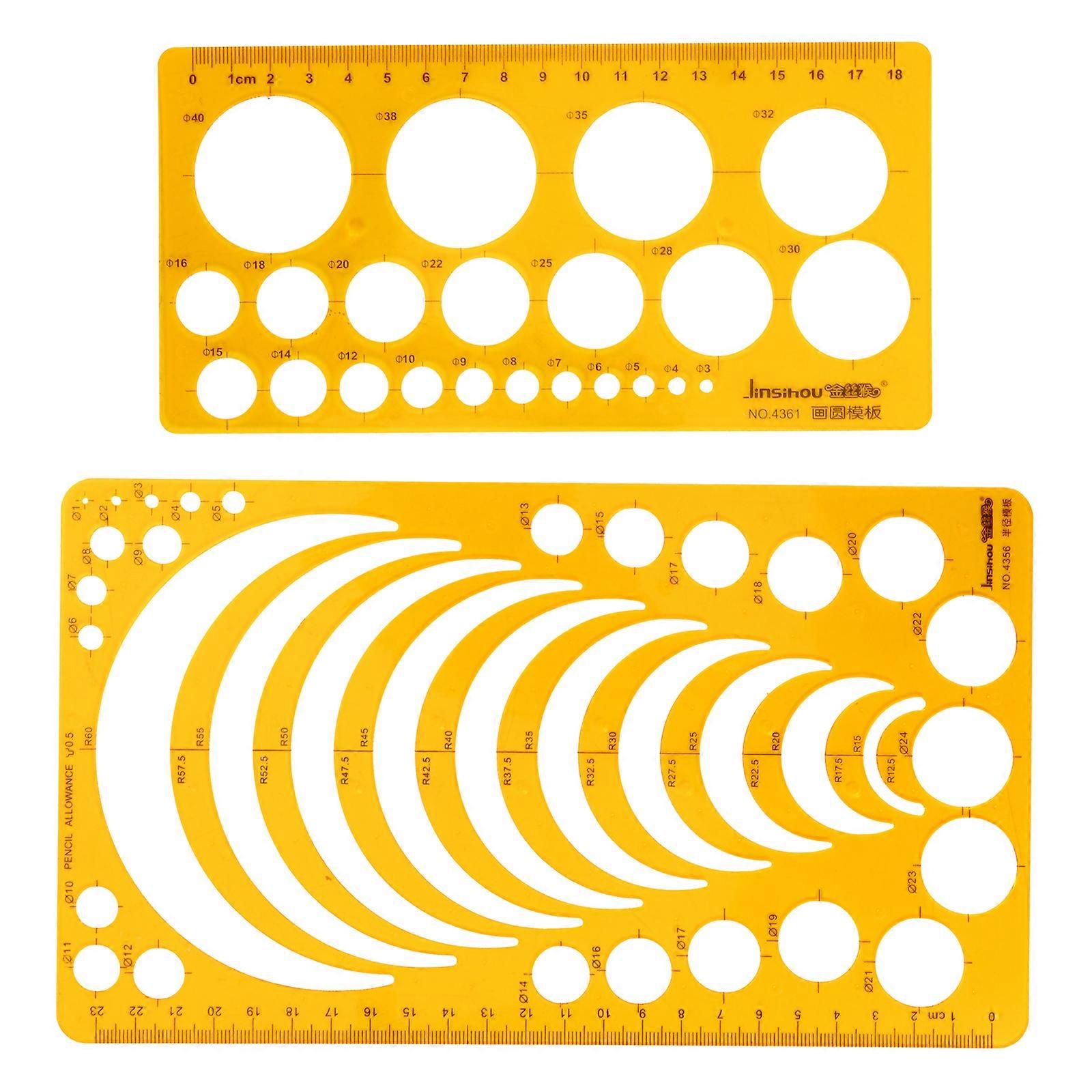 2pcs Plastic Stationery Measuring Tool Painting Ruler Design Template Ruler