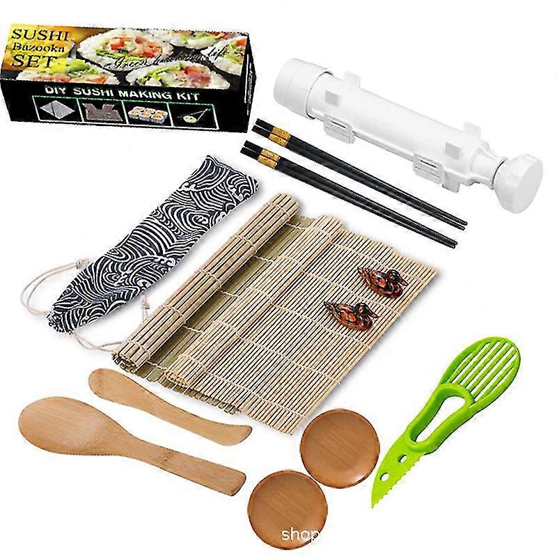 Sushi Making Kit, 13 In 1 Sushi Bazooka Roller Kit With Bamboo Mat, Bazooka Roller