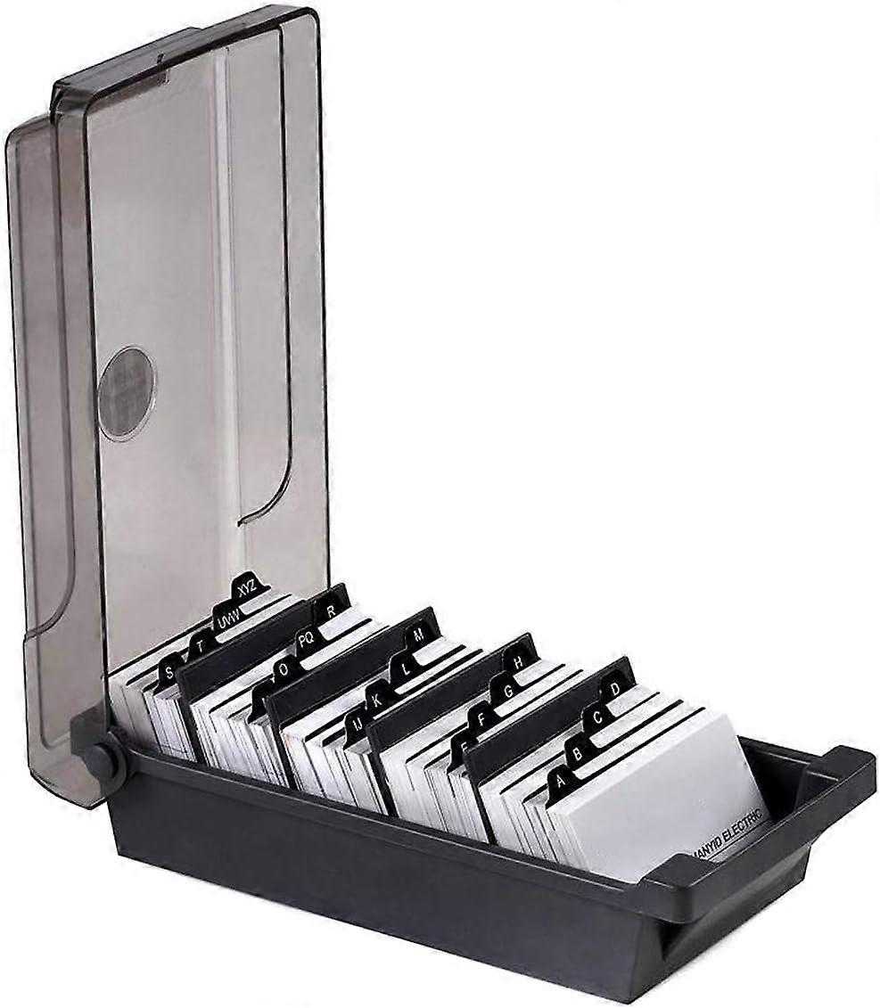 Business Card Holder Name Card Storage Box Organizer with Compartments and Index Labels