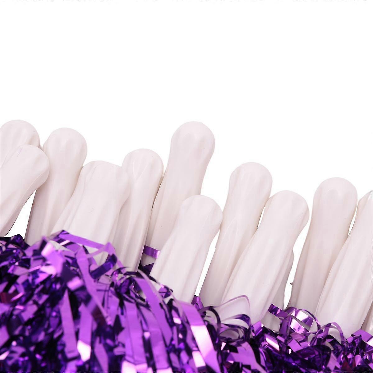 24Pcs Cheerleading Poms Metallic Foil Cheer Poms with Plastic Handle for Adults Kids Cheerleaders P