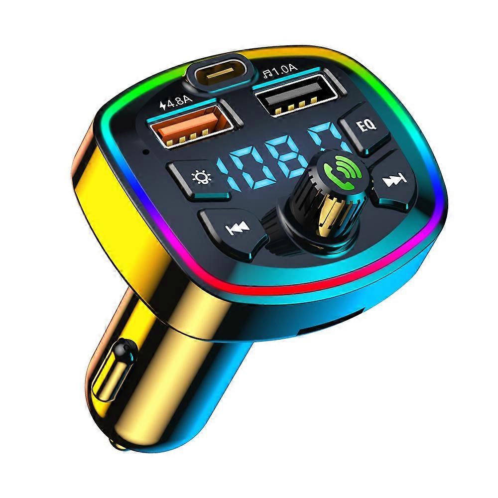 Car Bluetooth FM Transmitter,Bluetooth FM Transmitter Car Kits Radio Adapter MP3 Player,2 USB Ports Charger 5V/4.8A and 1A,Hands-free Call,Support TF