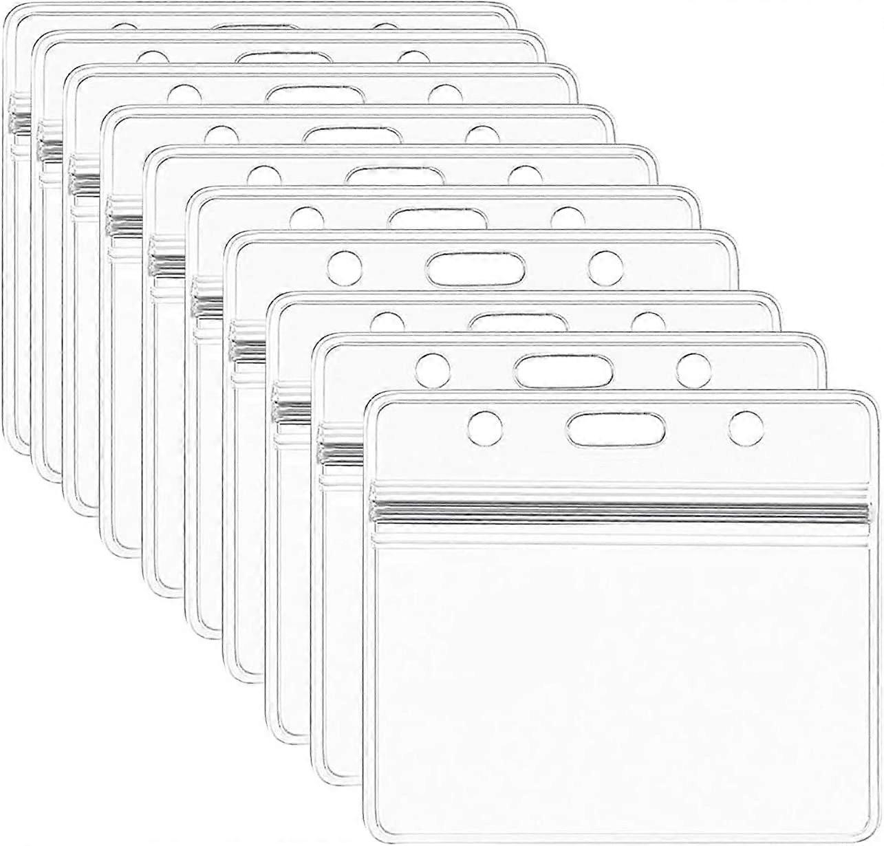 20 Pcs Thick Clear Plastic Horizontal Badge Holders, Name Tag Holders, Card Holders