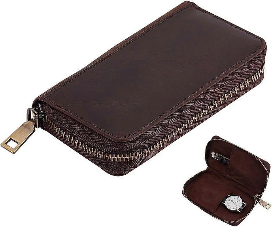 Cowhide Watch Boxes Black 15.7x9.2x3.05cm