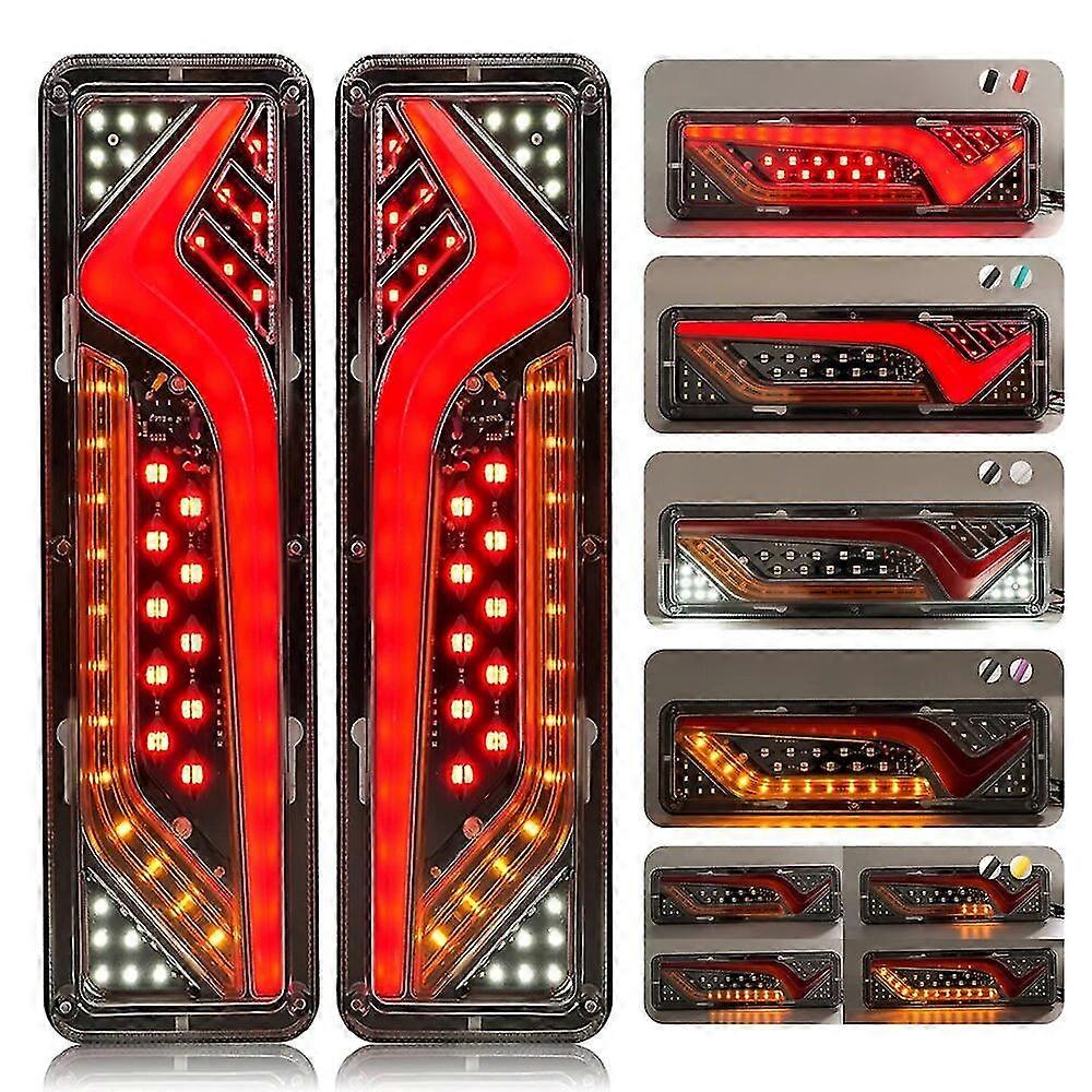 2 Feux LED Arrière Pour Remorque – 12V, étanches IP65, Intégrant Stop, Clignotant, Position Et éclairage Plaque