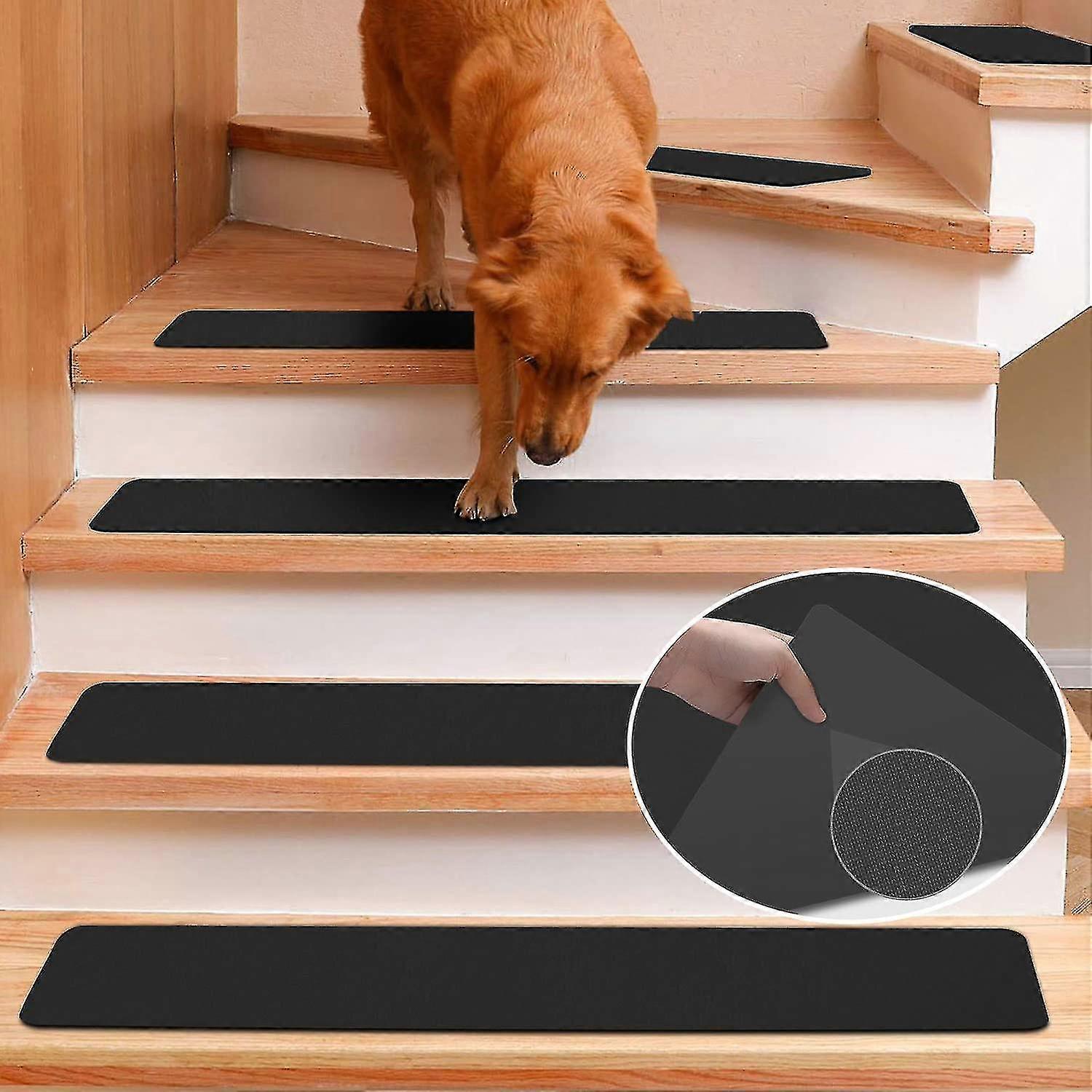 Rubber Stair Treads Carpet Non Slip, Black Stair Rugs For Wooden Steps, Reusable  Carpet Stairs Runner,, image size:1500x1500