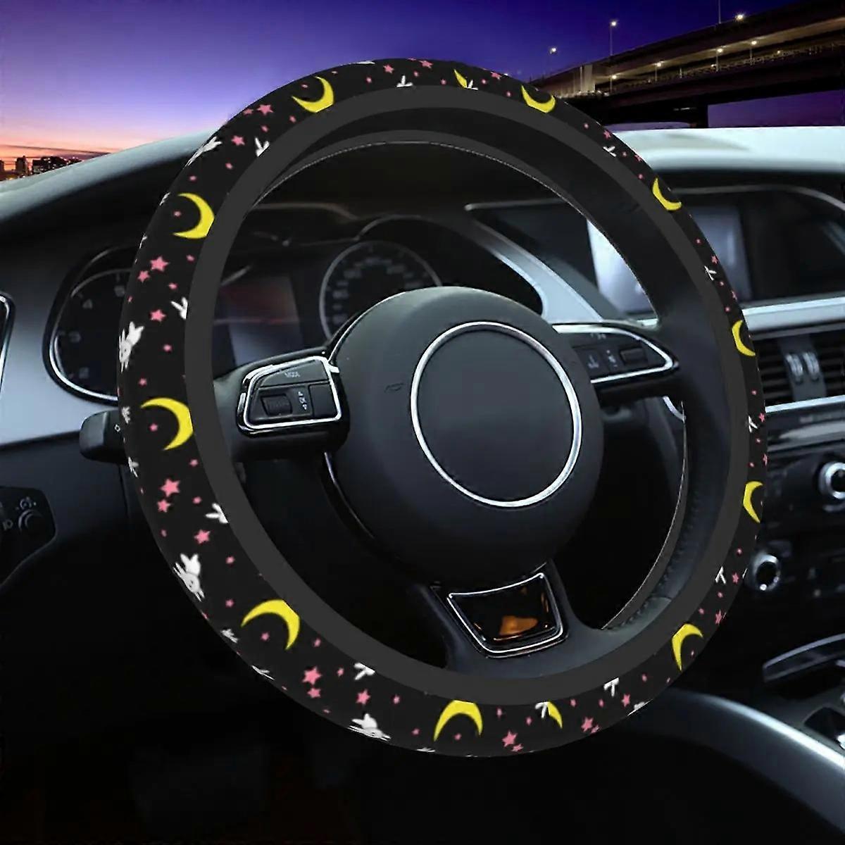38cm Moon Pattern Steering Wheel Cover Men Custom Anime Auto Car Steering Wheel Protector for SUV Car Accessories Universal