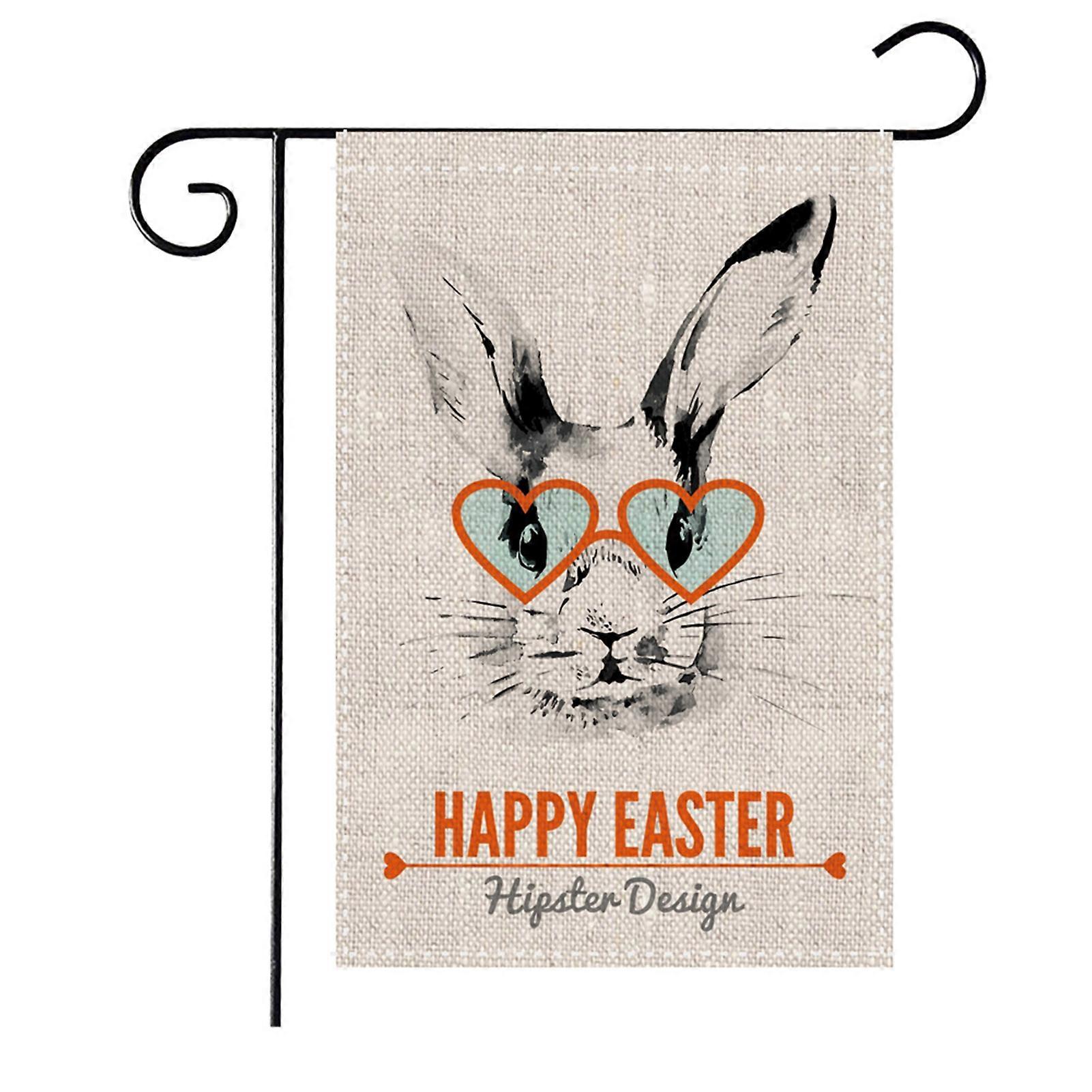 Easter Festival Flag Exquisite Pattern Wear Resistant Non-Fading Washable UV-Resistant Decorative Linen Easter Double-Sided Printed Welcome Flag Decor