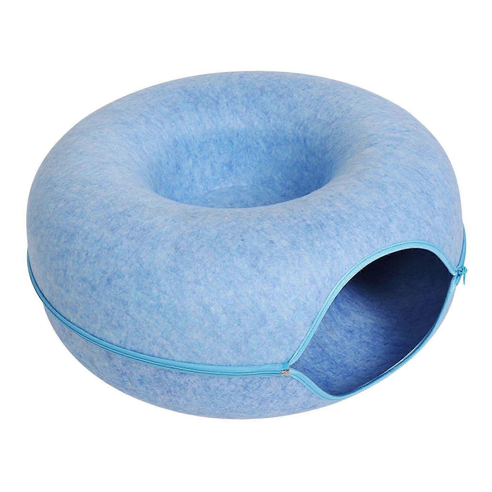 Pets House Donut Design Cat Bed, Removable Felt Kitten Toy For Indoor Training And Interactive Play, Small Grey