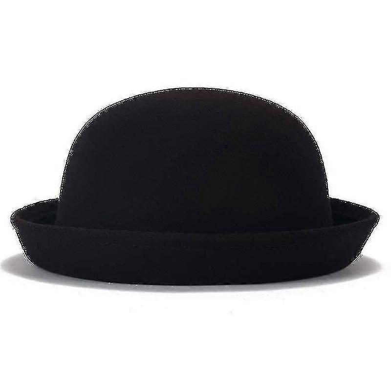 Modne kobiety Solid Color Bowler Derby Wool Felt Hat