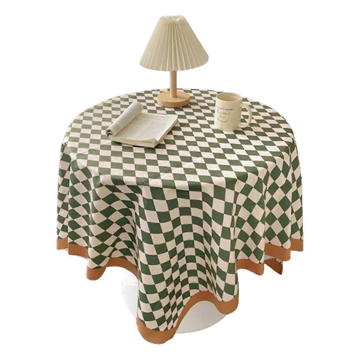 Checkerboard Tablecloth Vintage Grid Simple Practical Table Cover for Rectangular Round Table Coffee Table Green Grid 75x75cm
