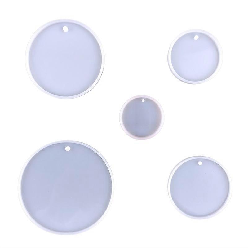 Five Sizes Round Keychain Silicone Mold with Hole Pendant Handmade Mold