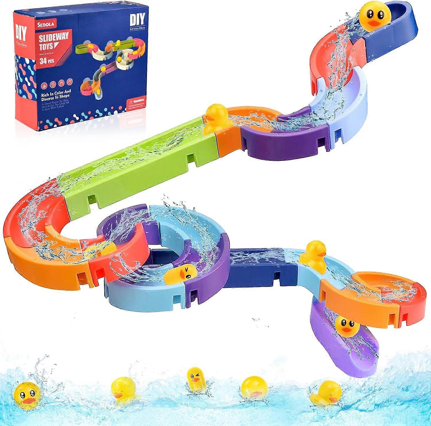 Duck Slide Bath Toy for 1-8 Year Old, Bath Track Toy, Interactive Sliding Shower Track Water Toys,Duck and Slide Bath Toy for 1 2 3+ Year Olds Boys Gi