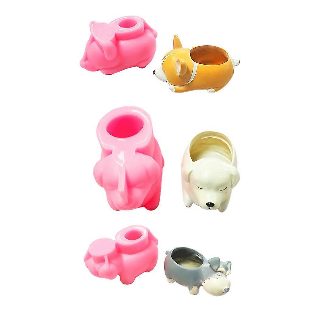 漫画の子犬スタイルの多肉植物ポットシリコンモールドDIYオーナメント成形ツール