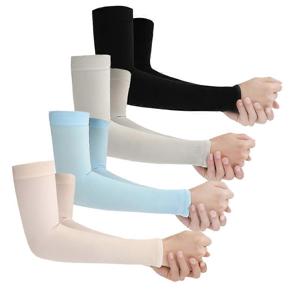 4ペアのフィンガーレスアイスシルク日焼け止めスリーブ、サマーサイクリングスリーブ、アウトドアスポーツアームスリーブ、サンシェード