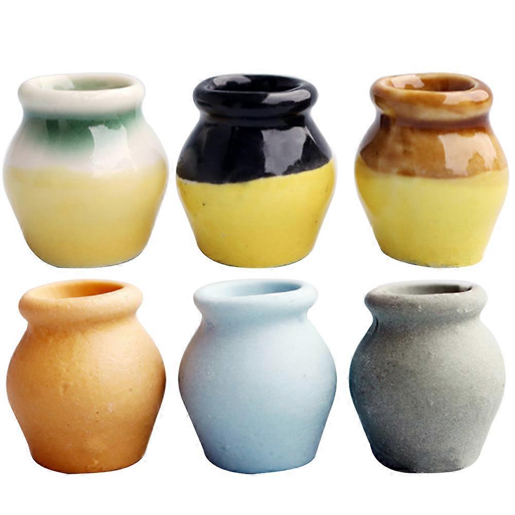 1 Set of Lifelike Ceramic Flower Pots Simulation Half Glazed Vases Desktop Decorations