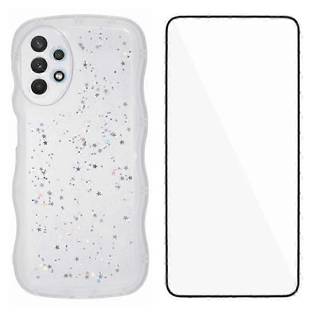 For Samsung Galaxy A53 5G TPU Case Epoxy Phone Cover Wavy Edge with Tempered Glass