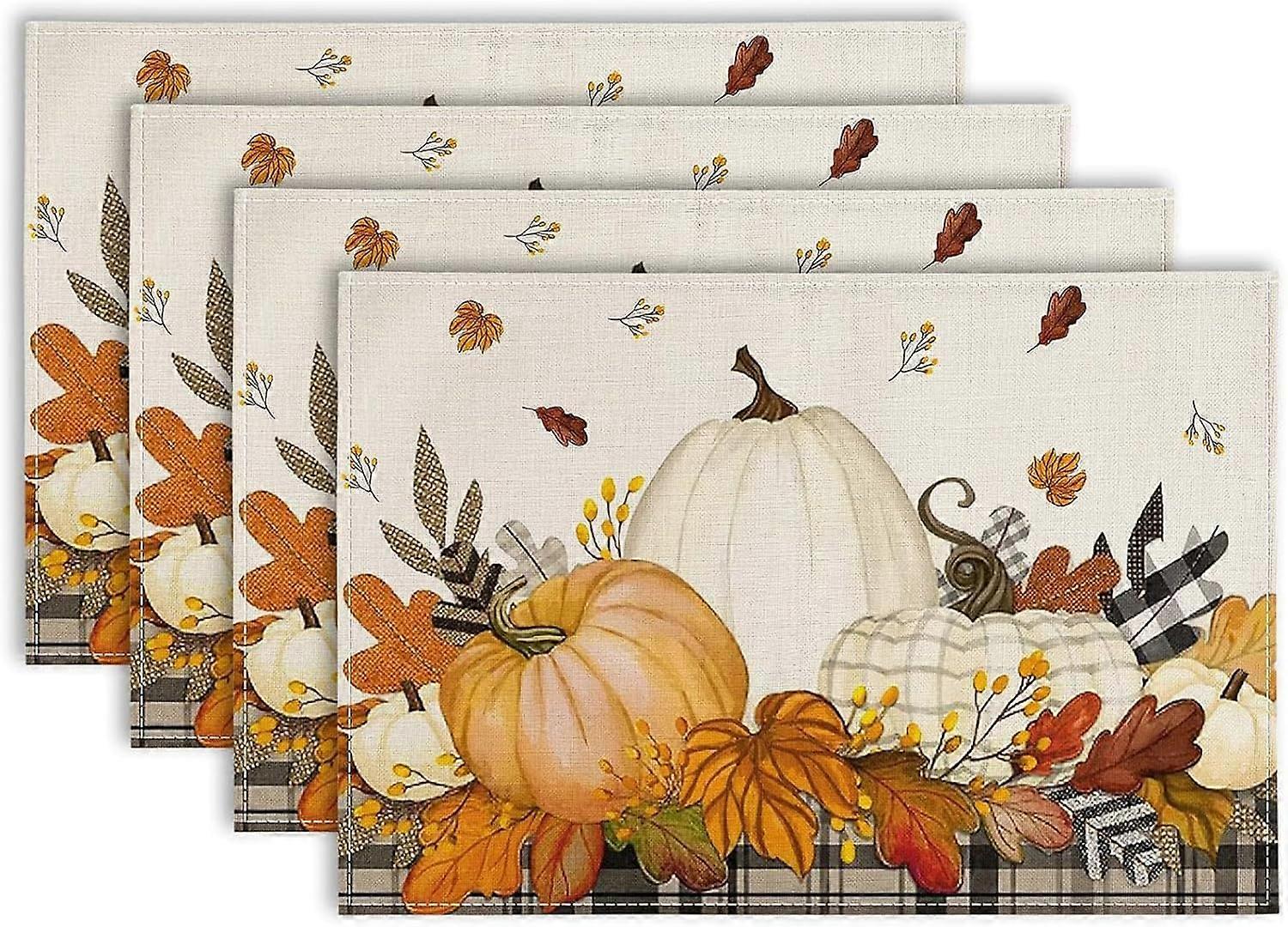 Thanksgiving Placemats, Seasonal Maple Leaves, Autumn Table Mats Set of 4