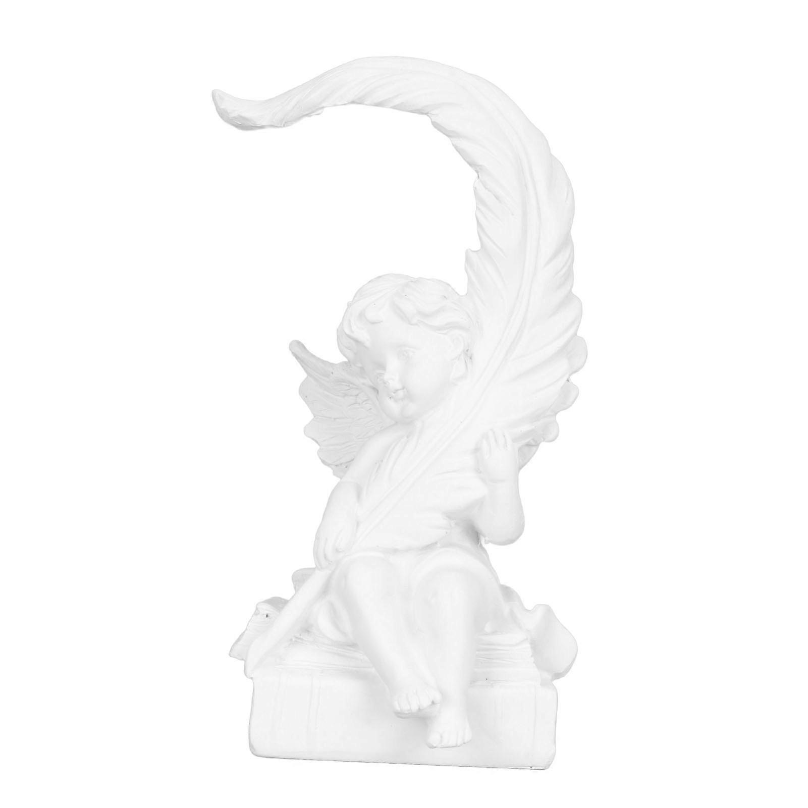 Figurine d'ange en résine, décoration vintage en plumes, statue commémorative blanche pour la maison