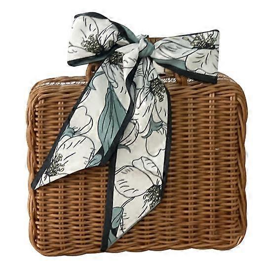 1Set Rattan Suitcase Natural Tasteless Solid Handle Rattan Woven Storage Case for Picnic