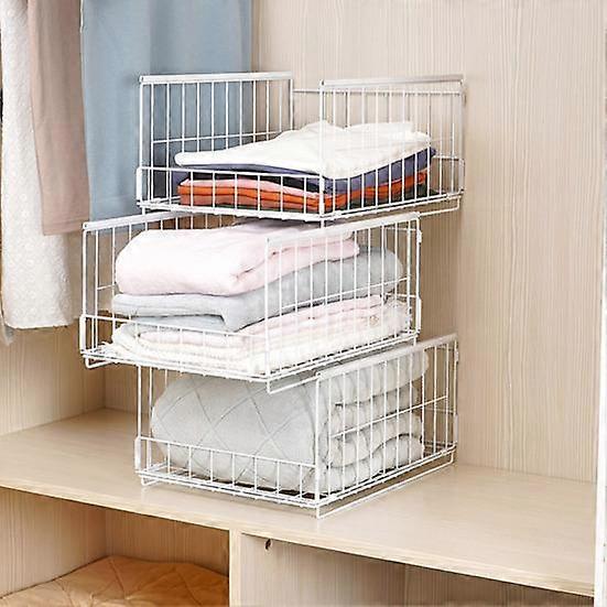 Wardrobe Storage Rack Hollow Stackable Sliding Rail Closet Cupboard ...