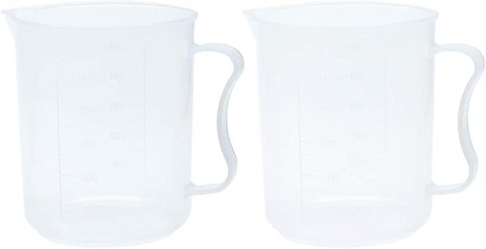 2pcs 500ml Measuring Cups with Spout, Transparent Plastic Graduated Measure Cup for Lab, Kitchen