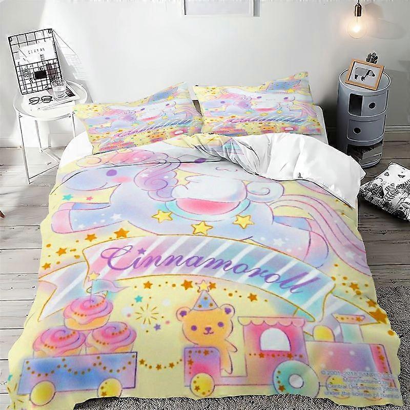 v1186 Lakan Cinnamoroll påslakan Tryckt Full Size Microfiber Sängkläder Set Rum Dedikerad Sovrumsinredning 3-delat sängkläder (1 påslakan + 2 