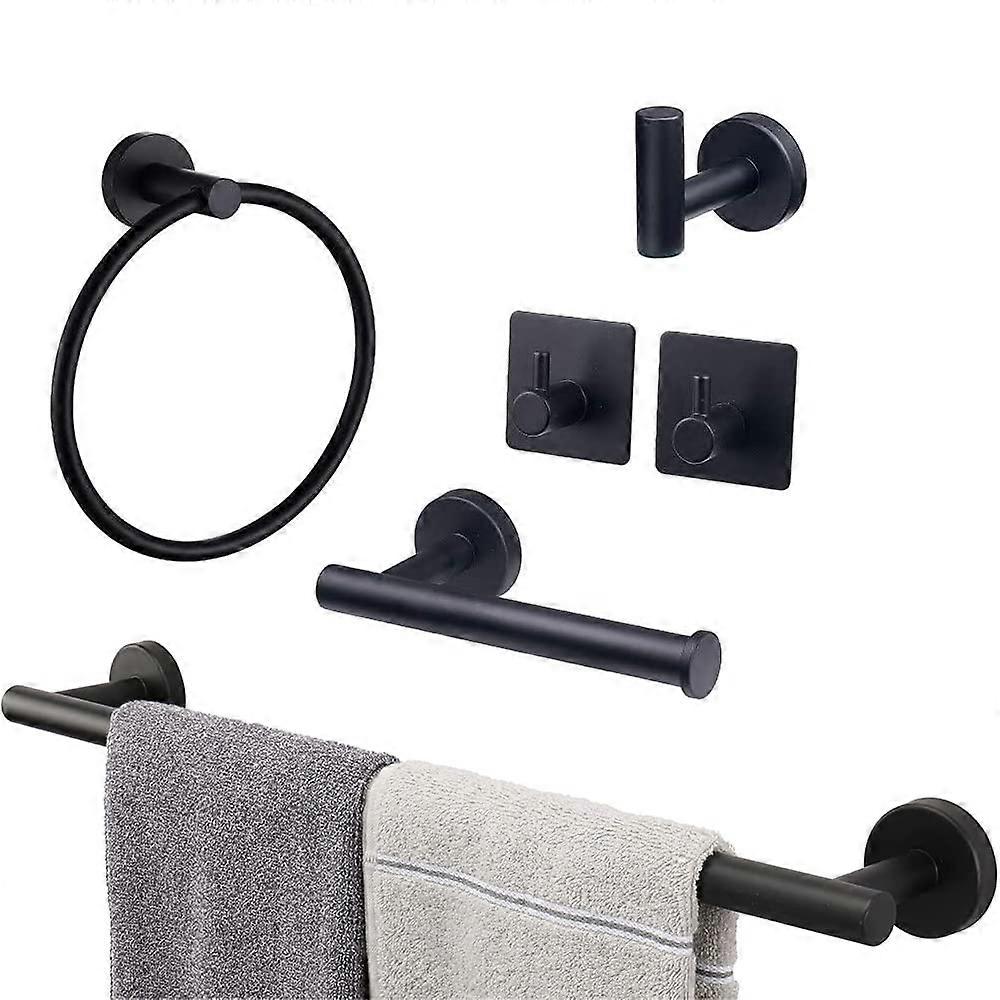 6-Piece Bathroom Hardware Set in 304 Stainless Steel with Towel Bars, Toilet Paper Holder, and Robe Hooks