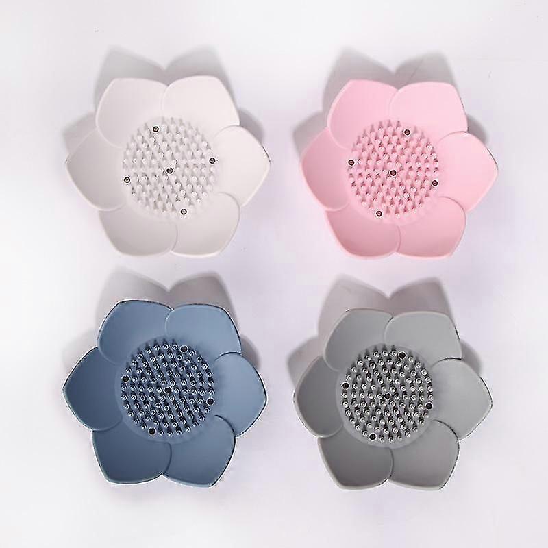 4pcs Creative Silicone Flower Shape Bathroom Soap Holder