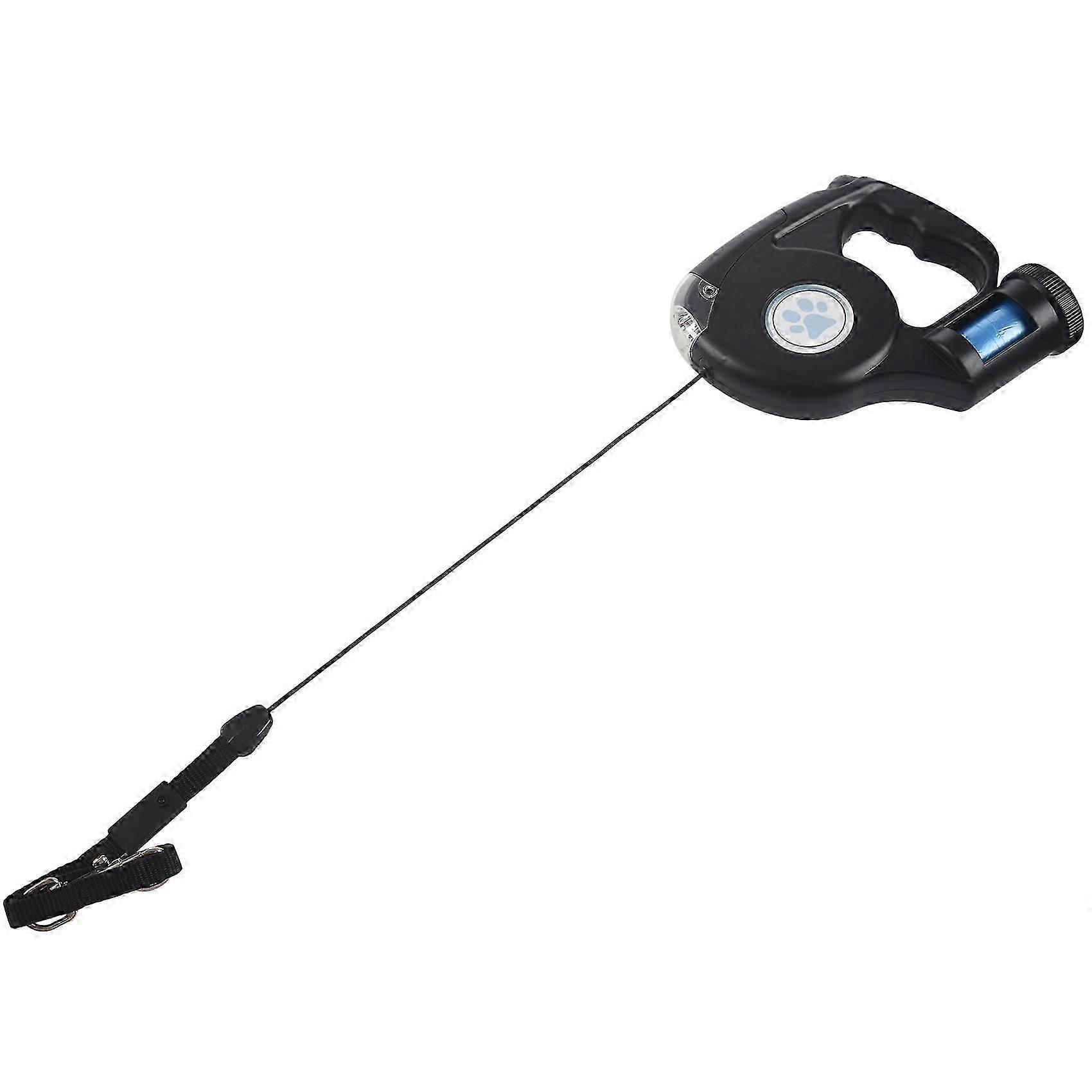 4.5M LED Flashlight Extendable Retractable Leash Lead with Garbage Bag