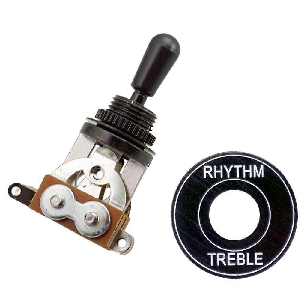 2 x Brass Knob Guitar Switch Rhythm Treble Pad Ring Plate Guitar Black