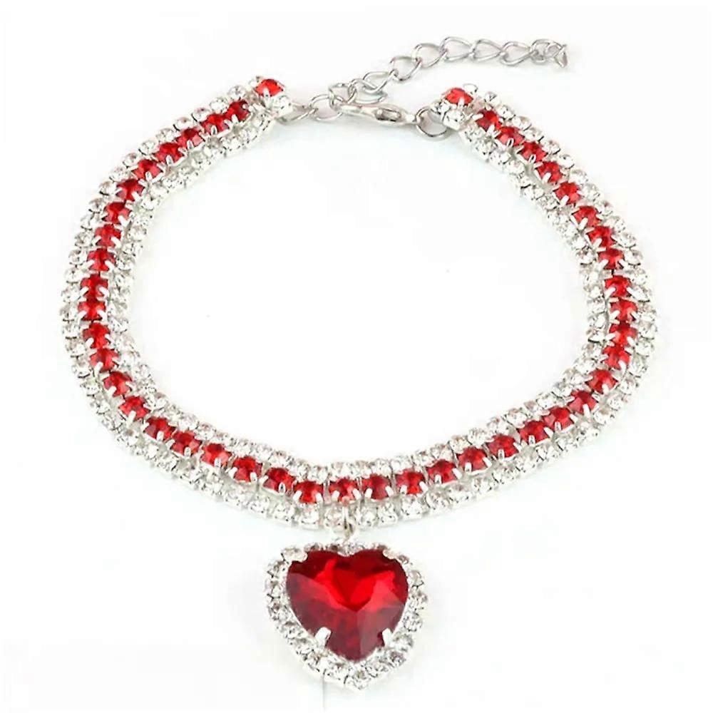 Guler de lux cu diamante pentru animale de companie Colier pentru pisici Drăguț dragoste Pandantiv pentru câini Guler pentru pisici Accesorii pentru animale de companie pentru căței Colier Bling Crystal Kitty