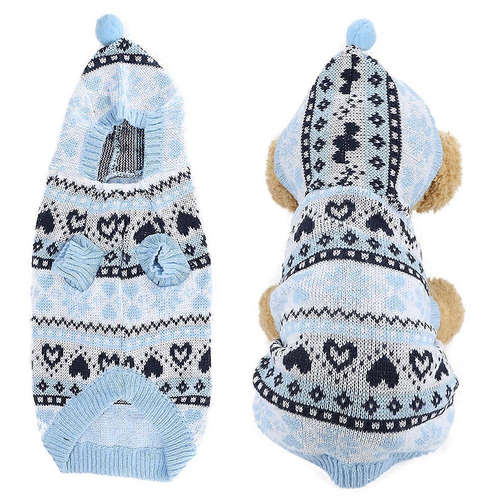 Acrylic Fibers Pet Winter Hooded Sweater for Dogs and Cats, Warm Heart Snowflake Design, Small to Large Sizes