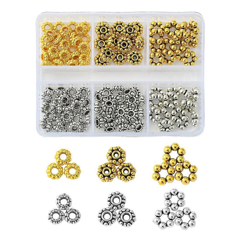 Craft Beads 140Pcs 6 Styles Tibetan Style Alloy Spacer Beads Flower