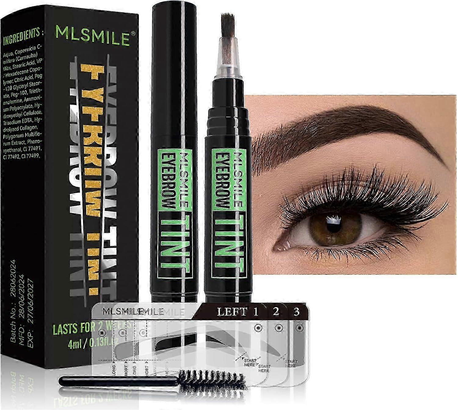 Eyebrow Tint, Semi-permanent 2 Weeks Lasting Eyebrow Tint Pencil Waterproof Eyebrow Dye Gel,Eyebrow Colours,Eye Brow Dye Brow Cards Brushes