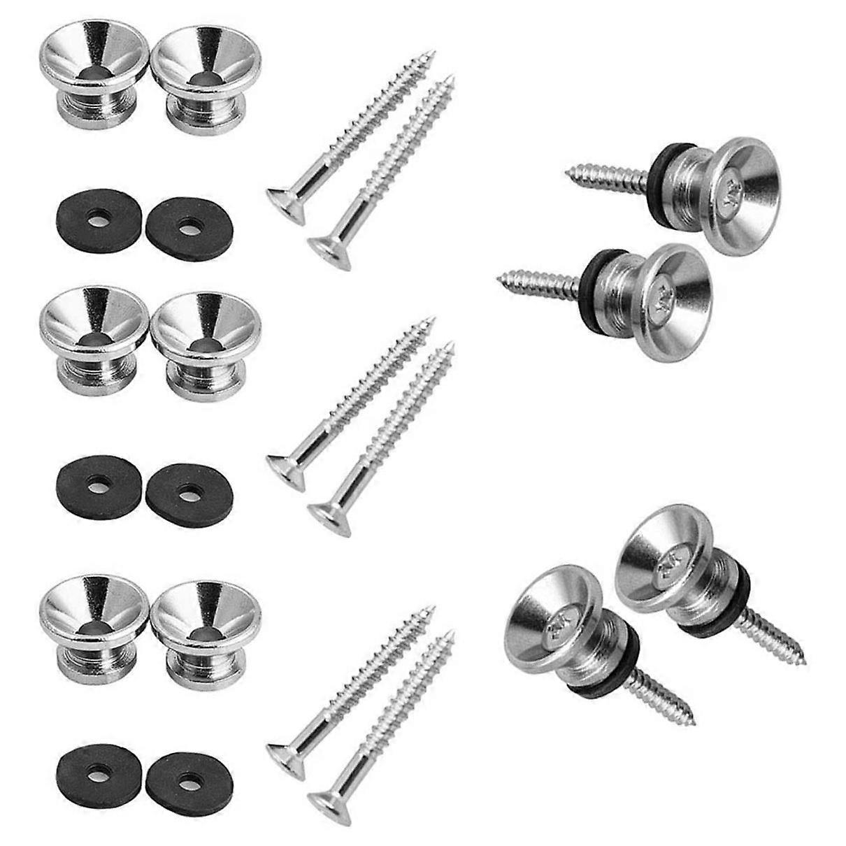 10Pcs Metal Strap Buttons End Pins with Mounting Screws for Ukulele