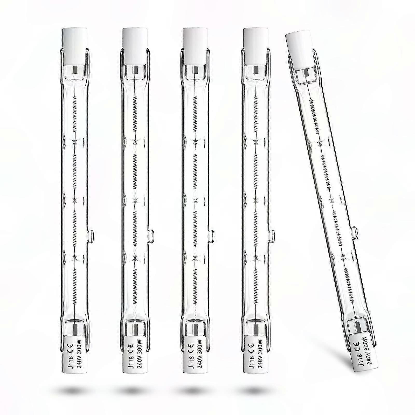 300W R7s ハロゲン投光器電球 (118mm、2800K ウォームホワイト、5個入り) セキュリティおよび屋外照明用