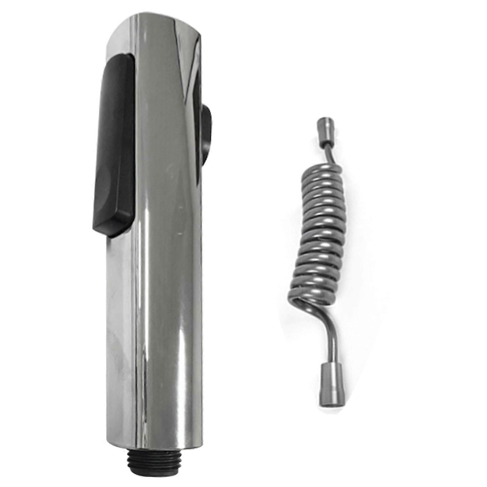 Adjustable Pressure Handheld Bidet Sprayer Set for Toilet ABS Diaper Cleaner with Spring Hose Simple Installation silver