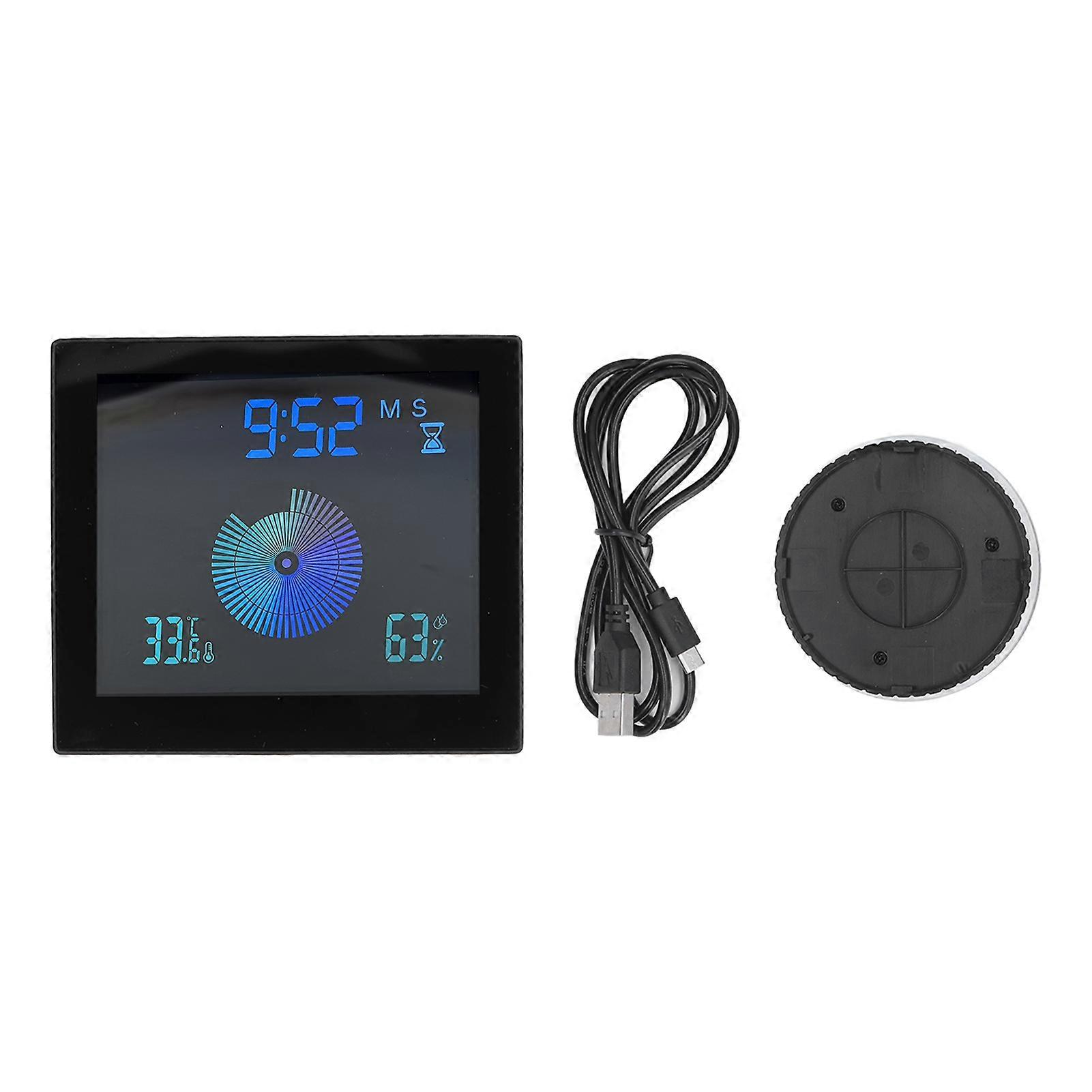 Black Digital Shower Clock with Timer, Alarm, and Temp/Humidity Display