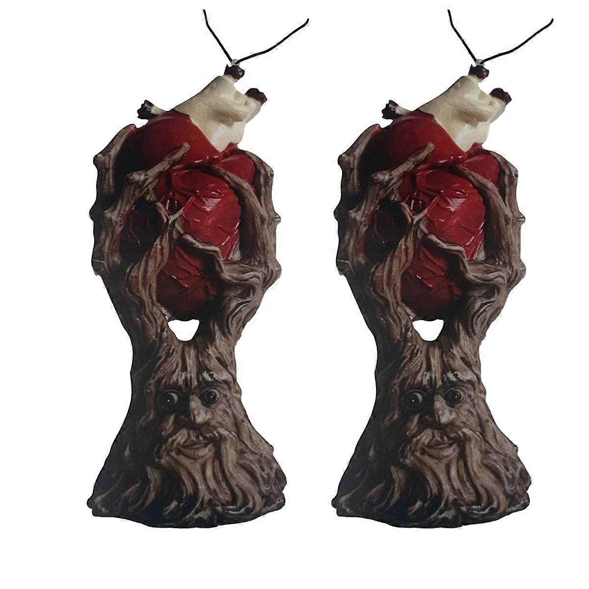 Red Anatomical Heart Tree Statue Craft Desktop Horror Decoration