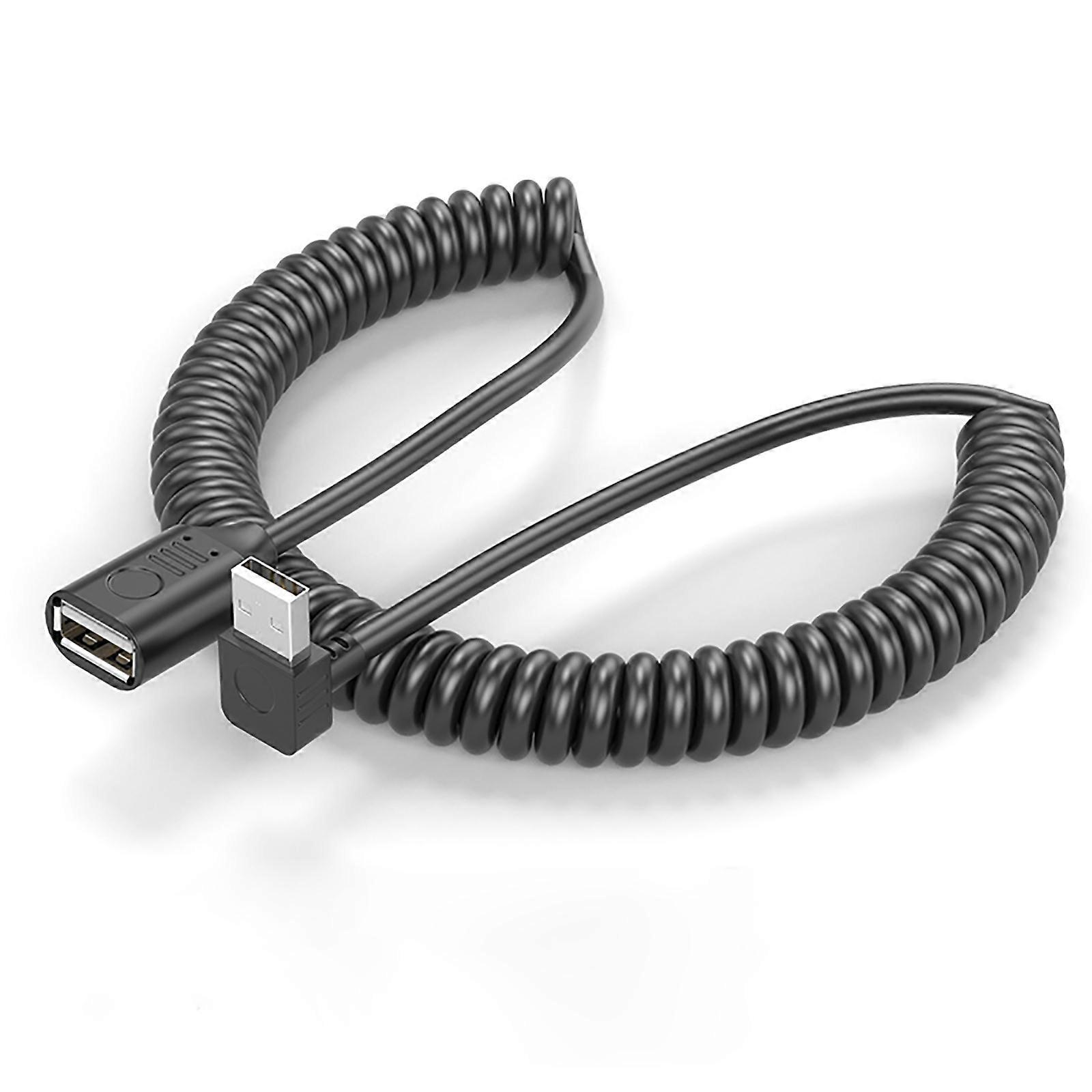 USB 2.0 Male to Female Spirals Coiled Adapter Cable Spring Telescopic Extension Wire Cord for Data Syncing & Charging