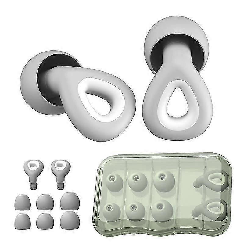 Ear Plugs Noise Cancelling for Sleep, Silicone Earplugs Reusable, with 3 Sizes Ear Tips S, M, L (Gray)