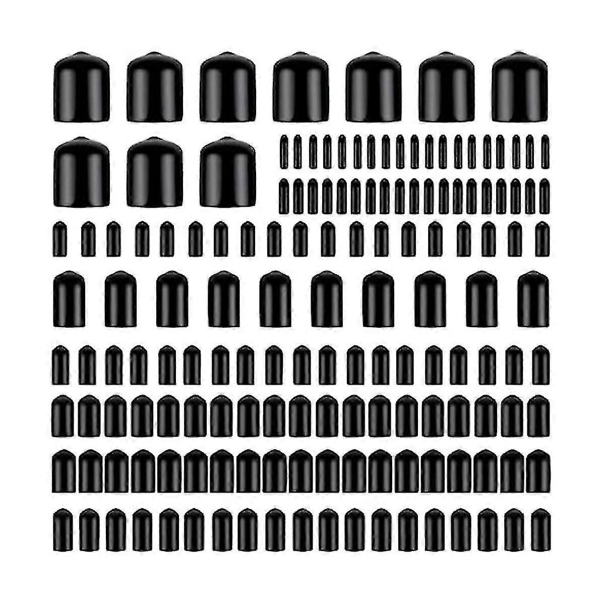 160pcs Assorted Size Rubber End , Flexible Screw Thread Protector Round Vinyl Bolt Screw Cover In 9