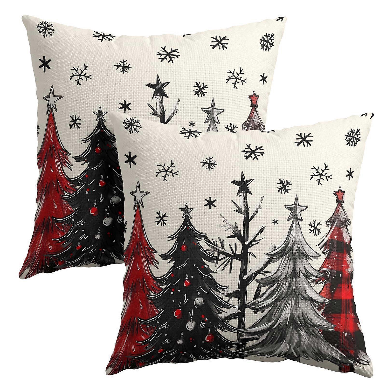 Snowflake Throw Pillow Covers 2 Pack 18x18 Inches For Home Sofa Bed