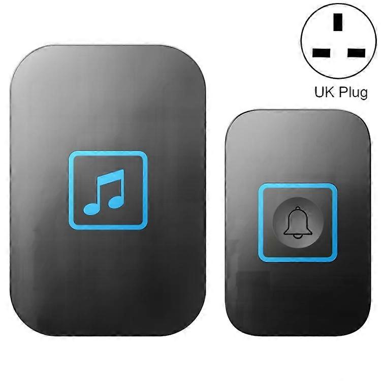 Wireless Doorbell-Electronic Music Remote Control,AC UK Plug,Black-CACAZI A86 Black
