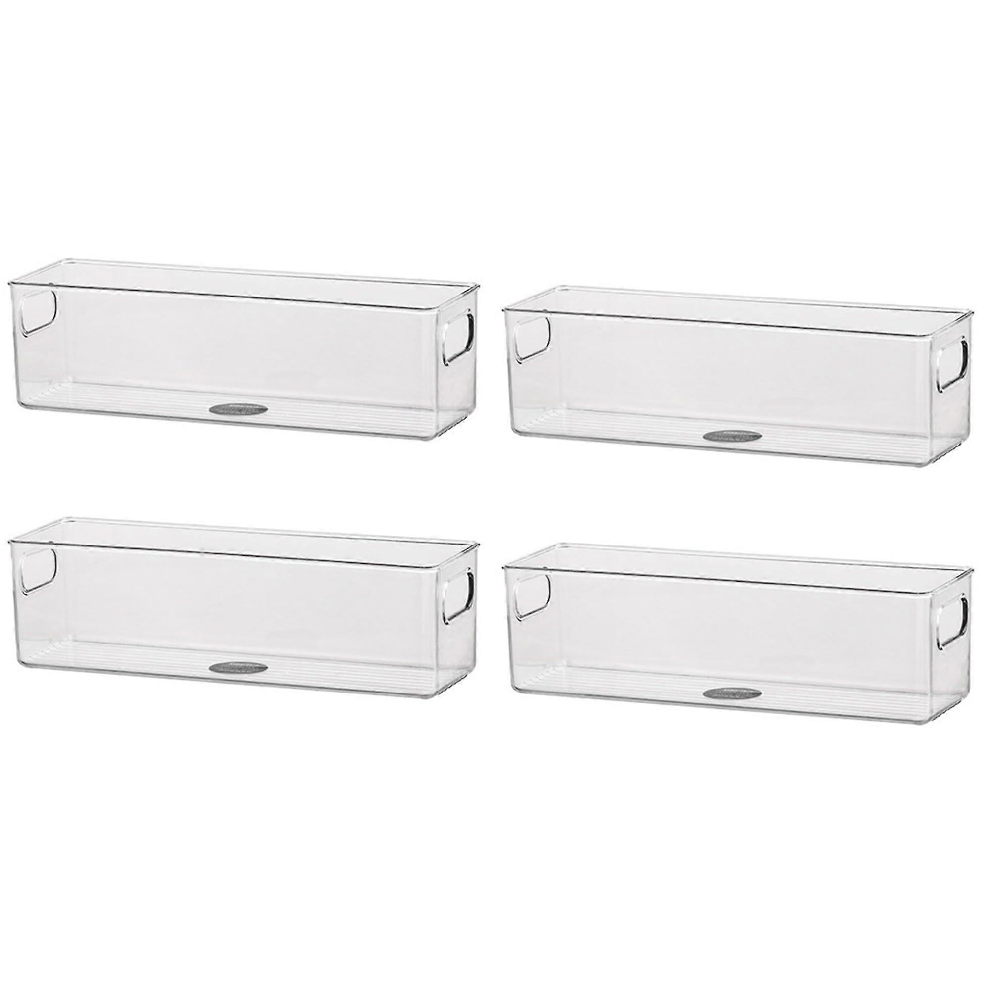 4 Set Stackable Transparent Plastic Pantry Container for Fridge Organizer and Kitchen Storage Quart Size