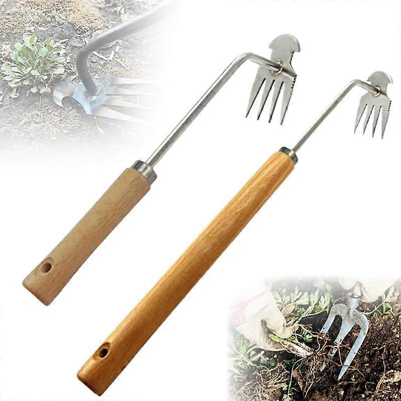 Weeding Tool 2024 Upgrade 4-Tooth Dual-Purpose Manual Weeder Weed Puller Manganese Steel Garden Tool With Handle