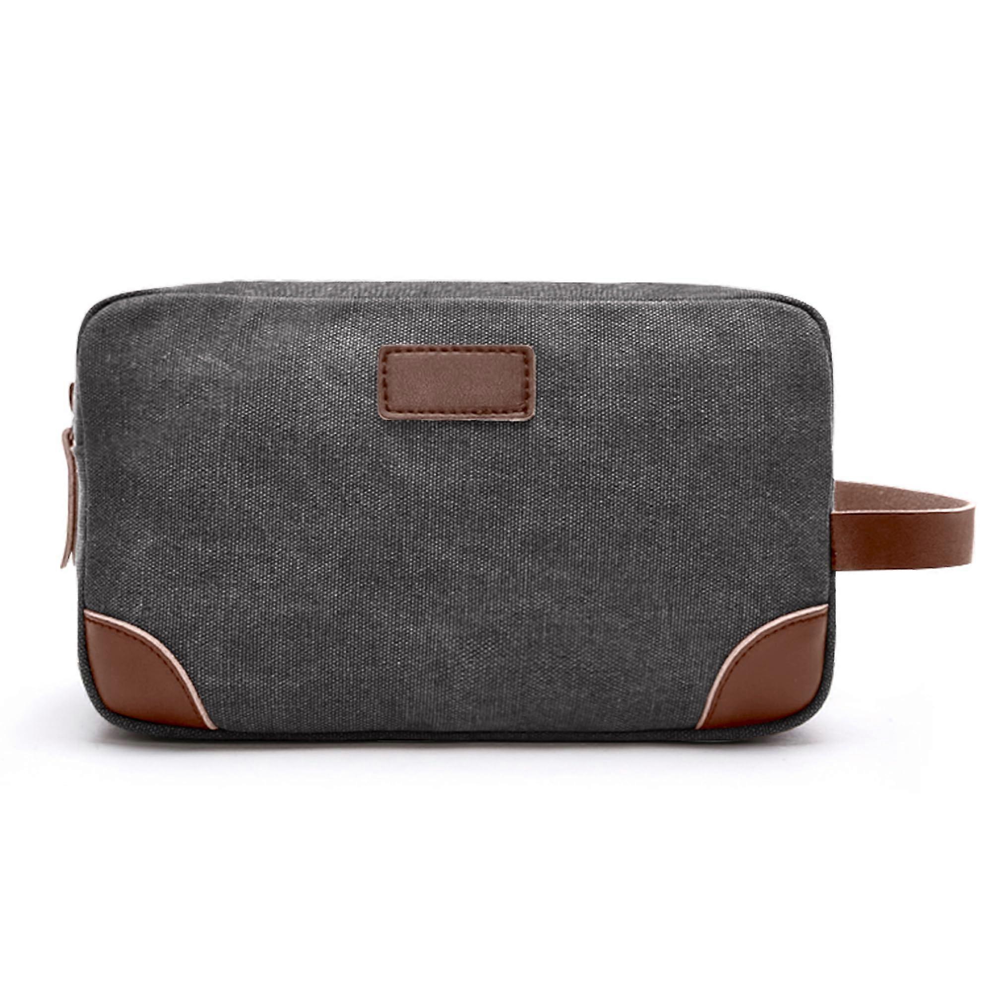 Vintage Storage Bag Canvas Small Portable Makeup Bag for Travel - Gray Style with Hand Capture Design