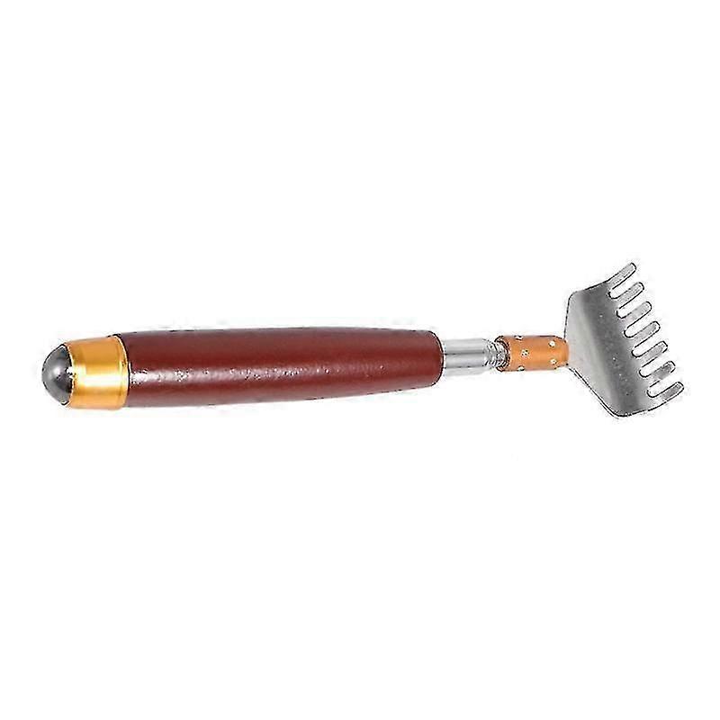 ポータブルバッククロースクラッチャーフレキシブルウッドハンドルバックスクラッチツール家庭用ステンレス鋼バックマッサージャー