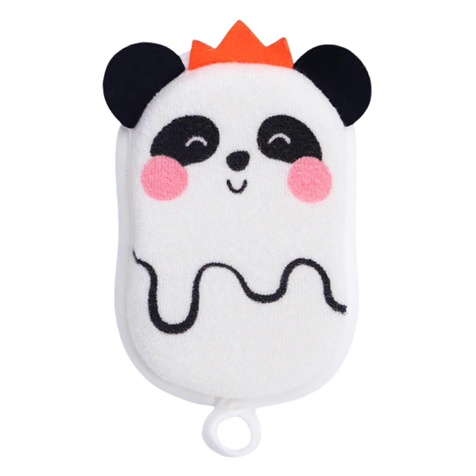 Éponge de bain douce pour bébé pour un nettoyage en douceur Belle brosse de bain Cartoon Animal Design pour les nourrissons de 0 à 3 ans Panda blanc