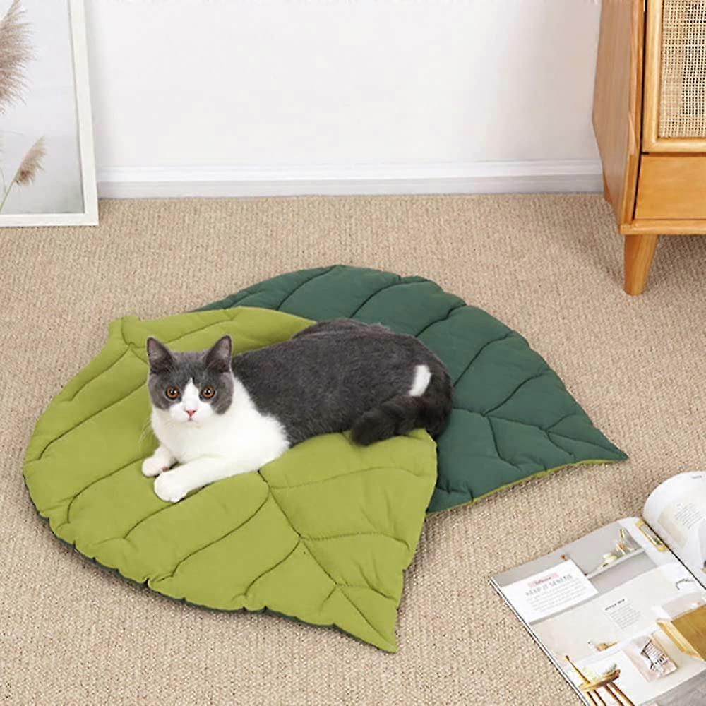 Pet Mat for Dog Cat - Washable Double-Sided Leaf Shape Sleeping Pad, Bite-Resistant for Medium Small Dogs Cats